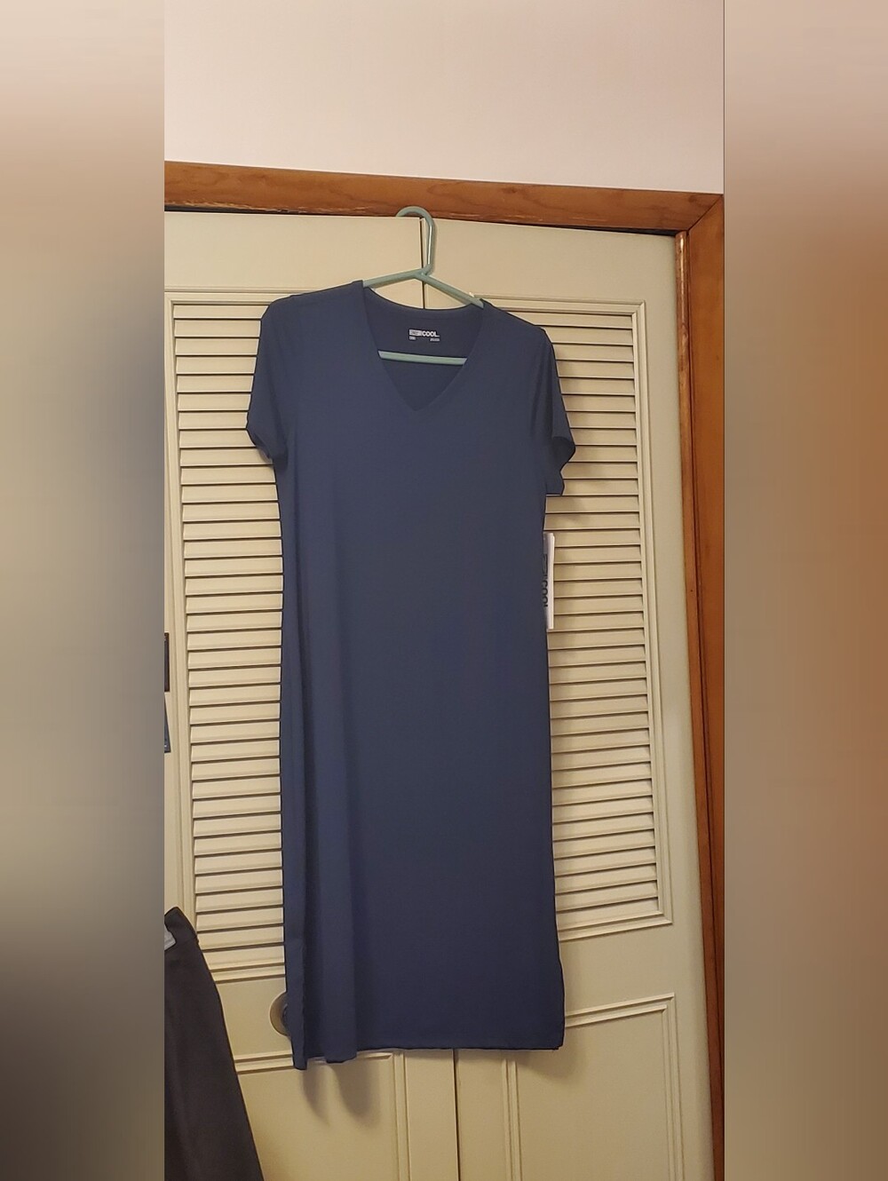 Decree Navy V-Neck Short Sleeve Maxi Dress